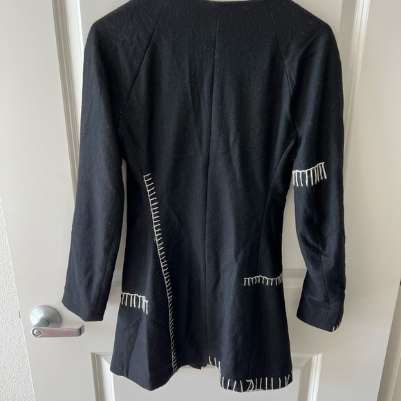 Y’s style wool asymmetrical black jacket with belt, a-line, button down - Picture 7 of 9